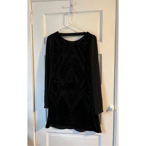 Black Velvet Feel Mini Dress